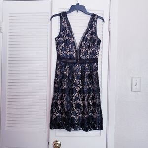 Romeo & Juliet Couture Black Floral Crochet Mini dress M